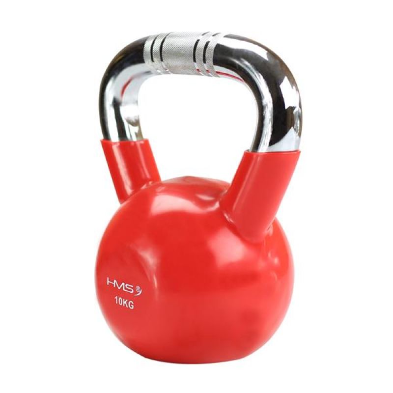 Kettlebell cast iron knurled chrome handle HMS KTC06 RED