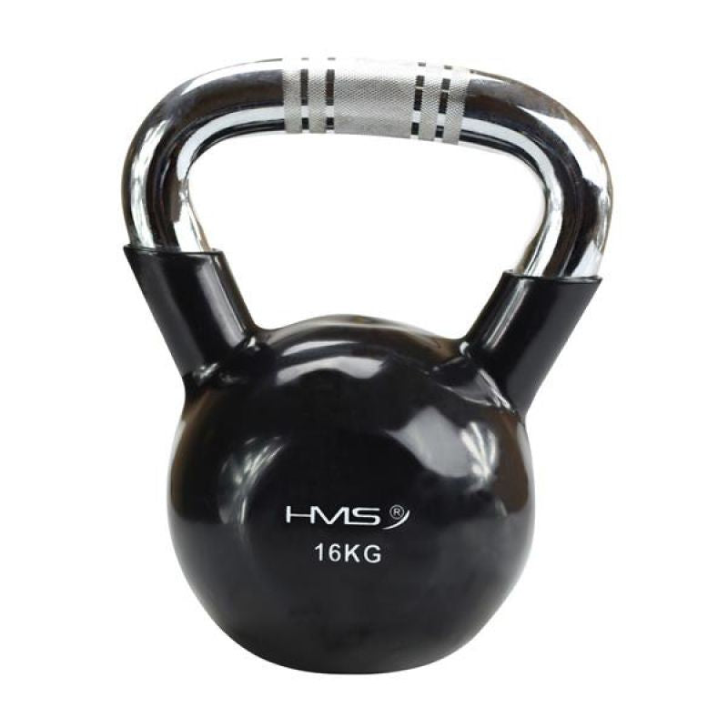 Kettlebell cast iron handle knurled chrome HMS KTC16 BLACK